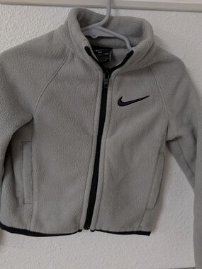 Nike Gray Fleece Zip Jacket with Black Swoosh